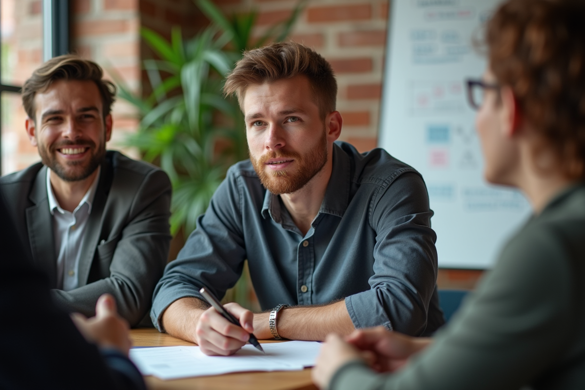 Jeune homme participant à un atelier en coworking