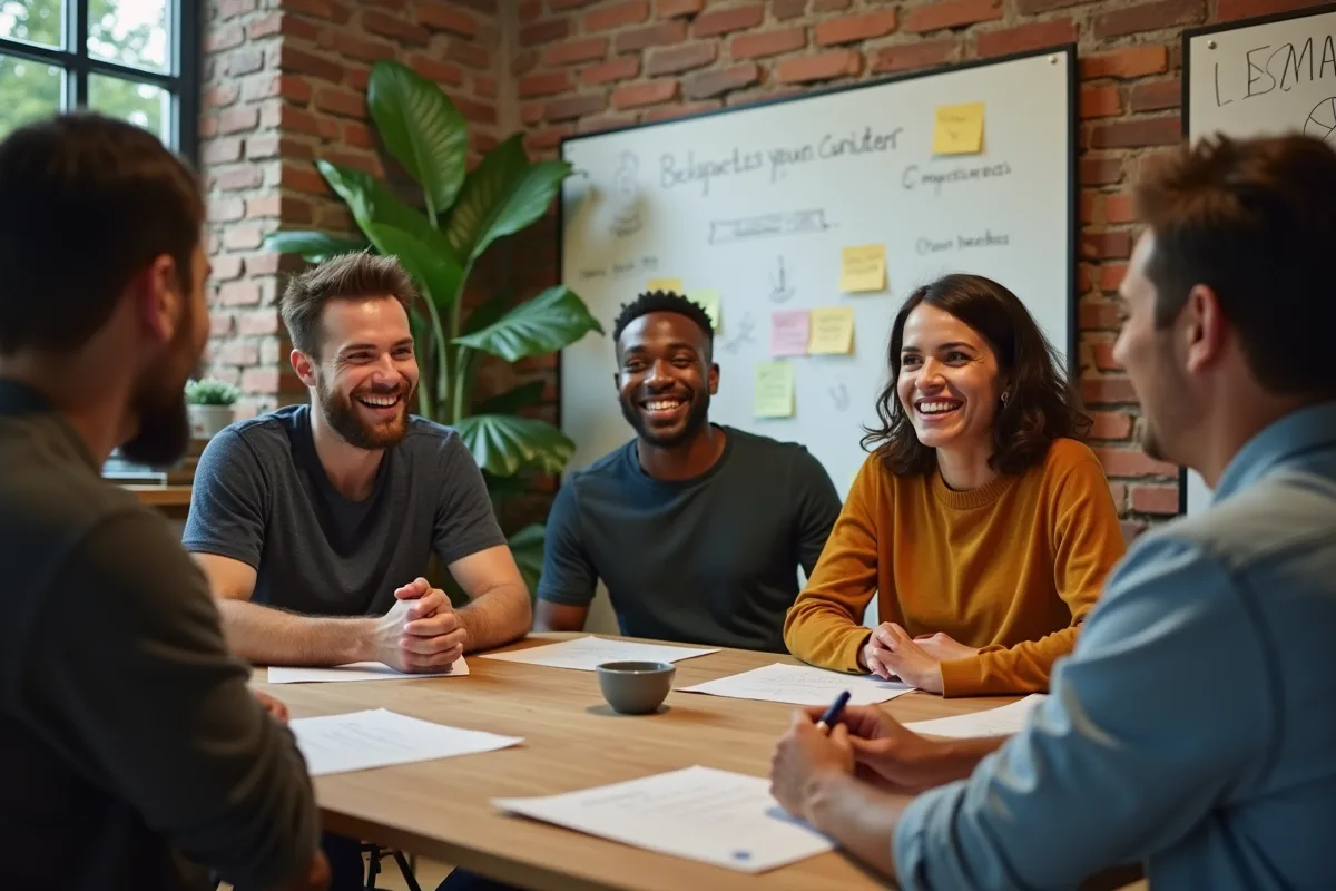Groupe de jeunes professionnels lors d