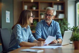 Coach d affaires en discussion avec un jeune professionnel
