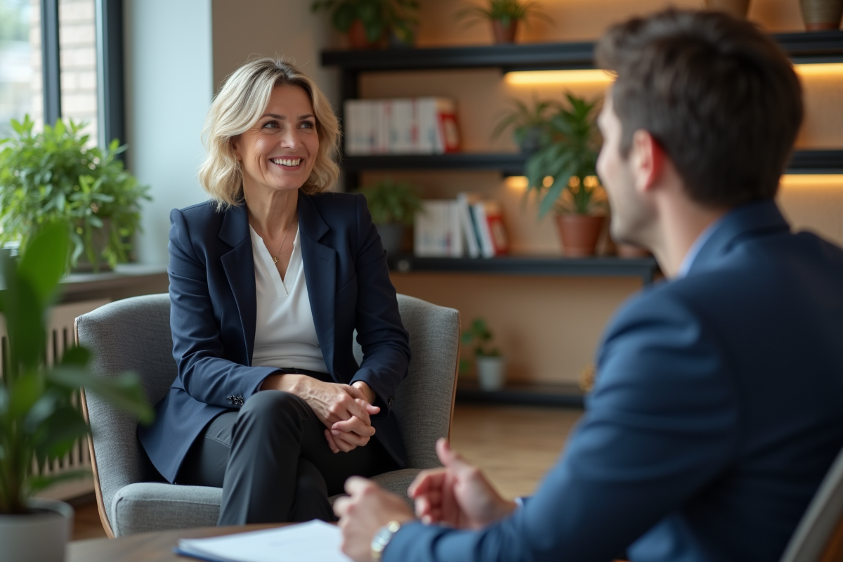 Femme cadre en coaching avec un jeune manager