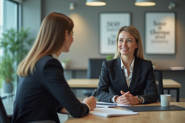 Femme en coaching professionnel dans un bureau lumineux