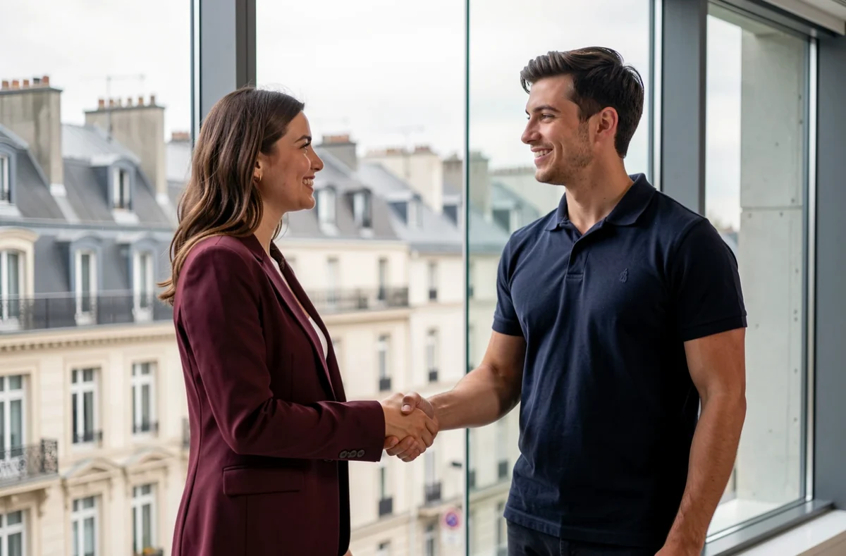 Poignée de main entre un candidat et un recruteur à l'issue d'un entretien d'embauche pour une alternance marketing à Bordeaux