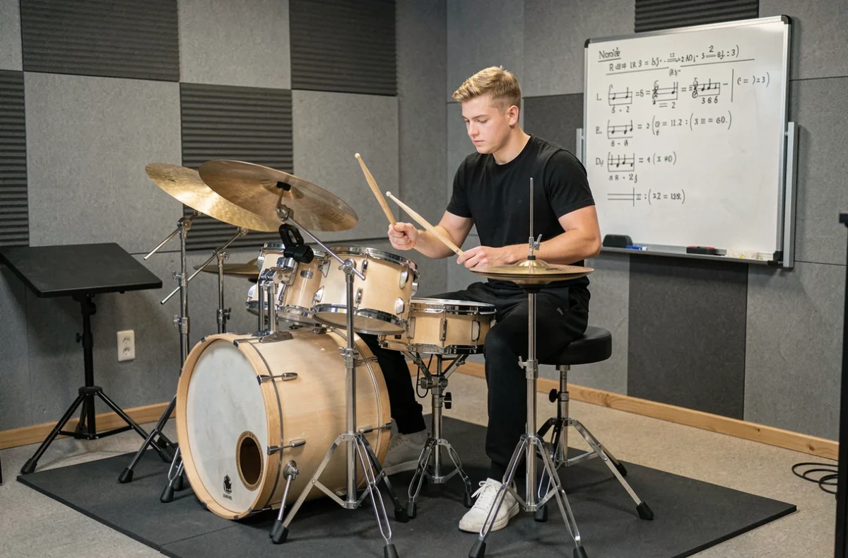 Batteur en cours au sein de l'École de Batterie Dante Agostini à Toulouse