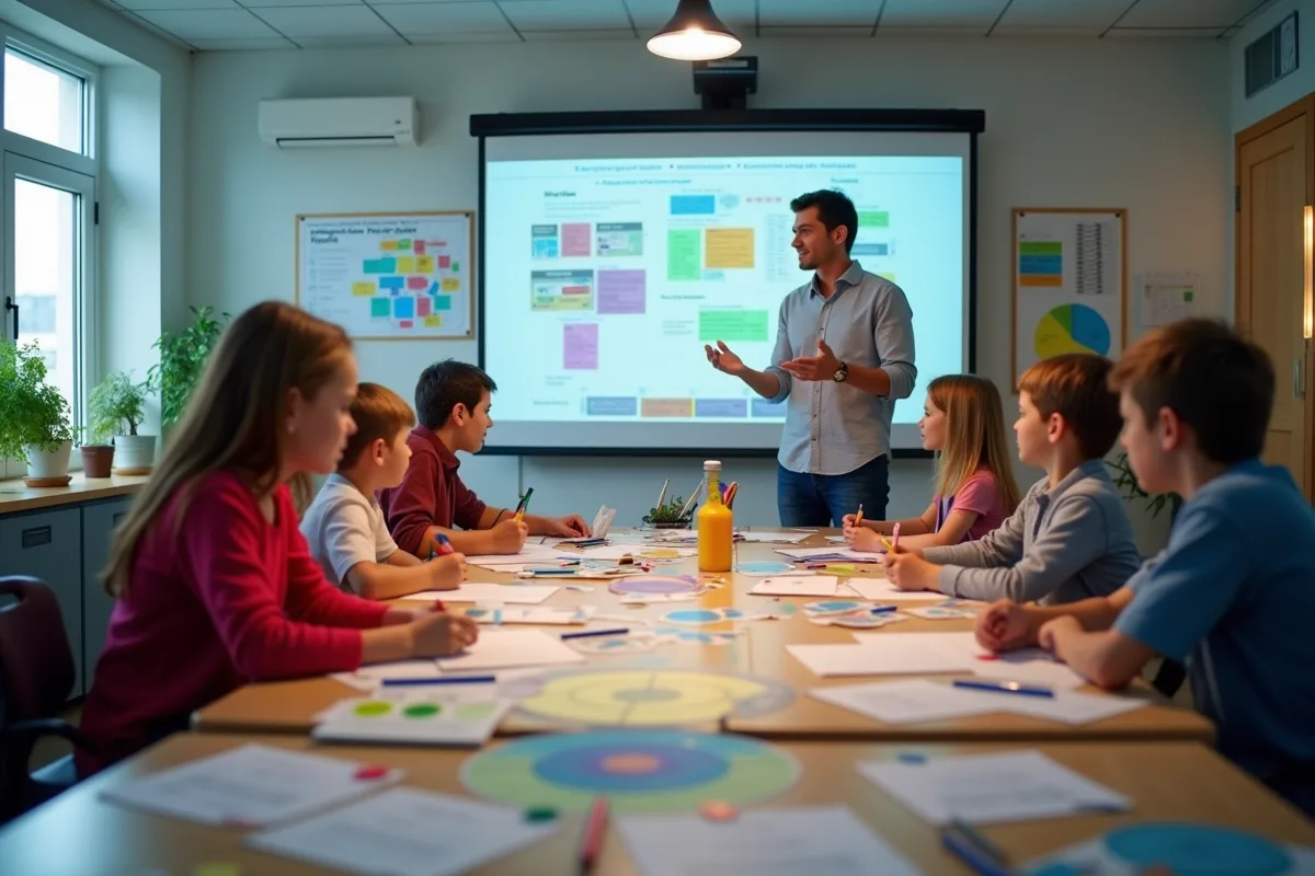 Enfants engagés dans des activités d'apprentissage collaboratif en classe