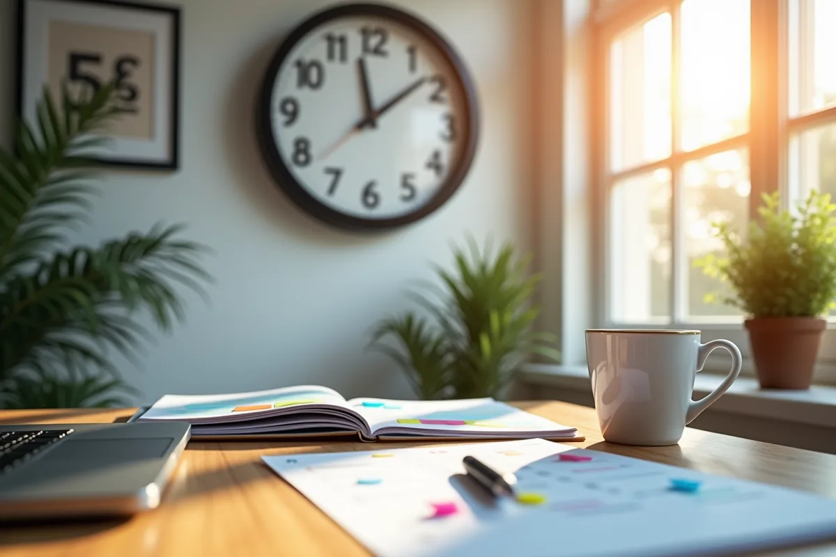 Professionnels organisés gérant leur temps efficacement au travail