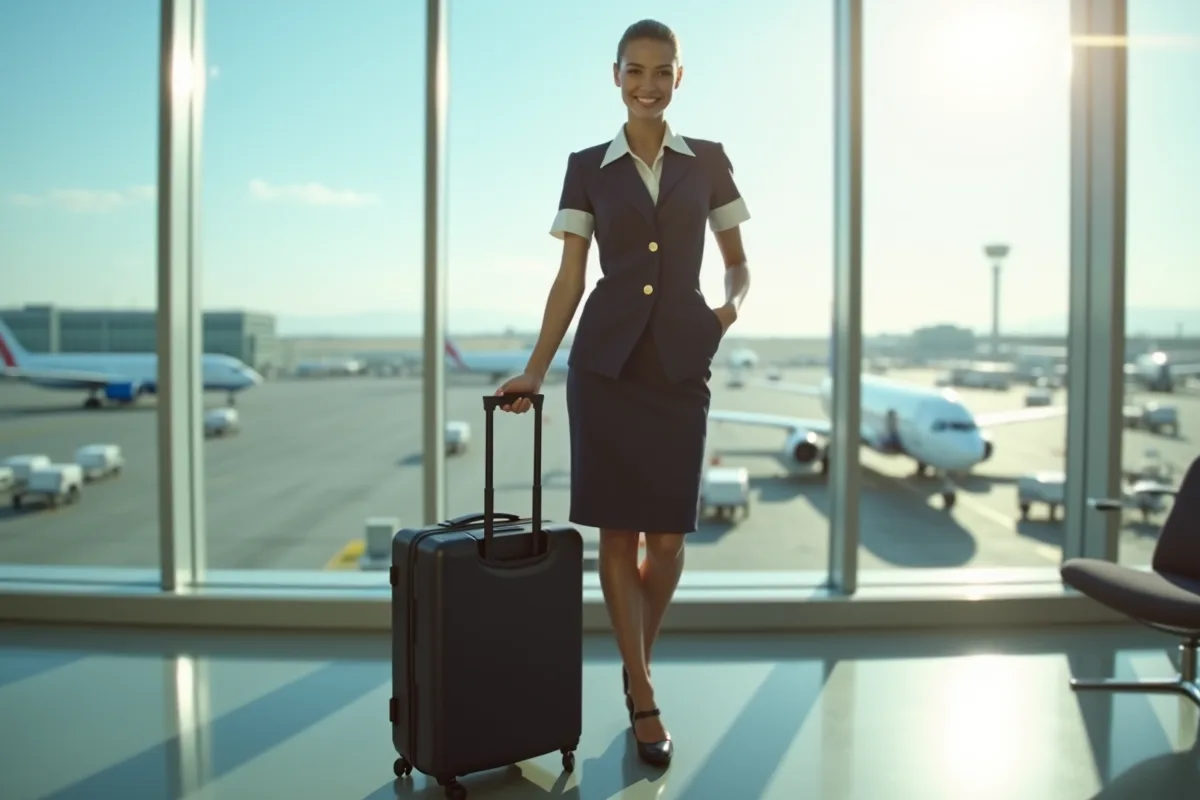 Hôtesse de l'air en train de servir des passagers dans un avion