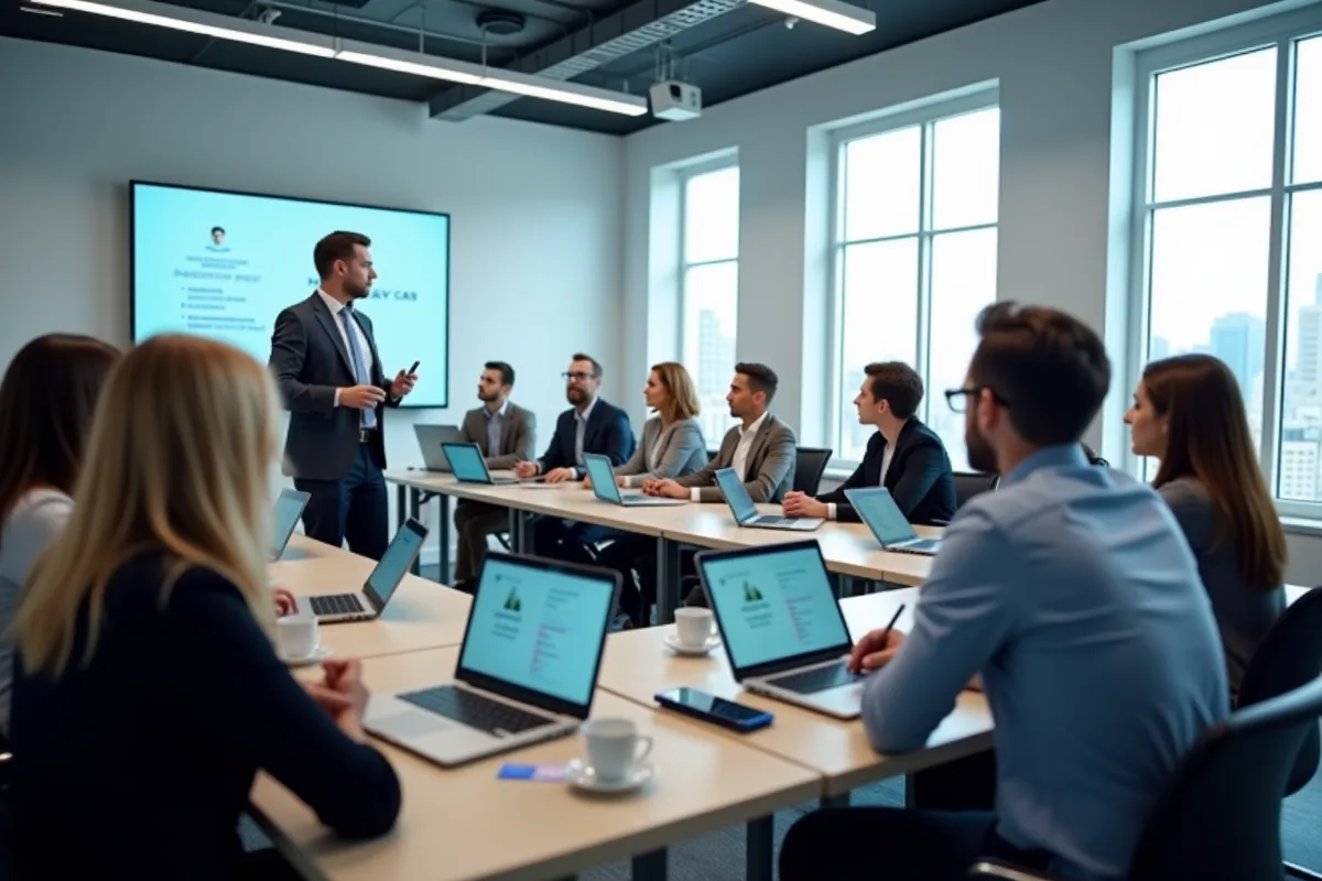 Salariés en formation professionnelle pour améliorer leurs compétences