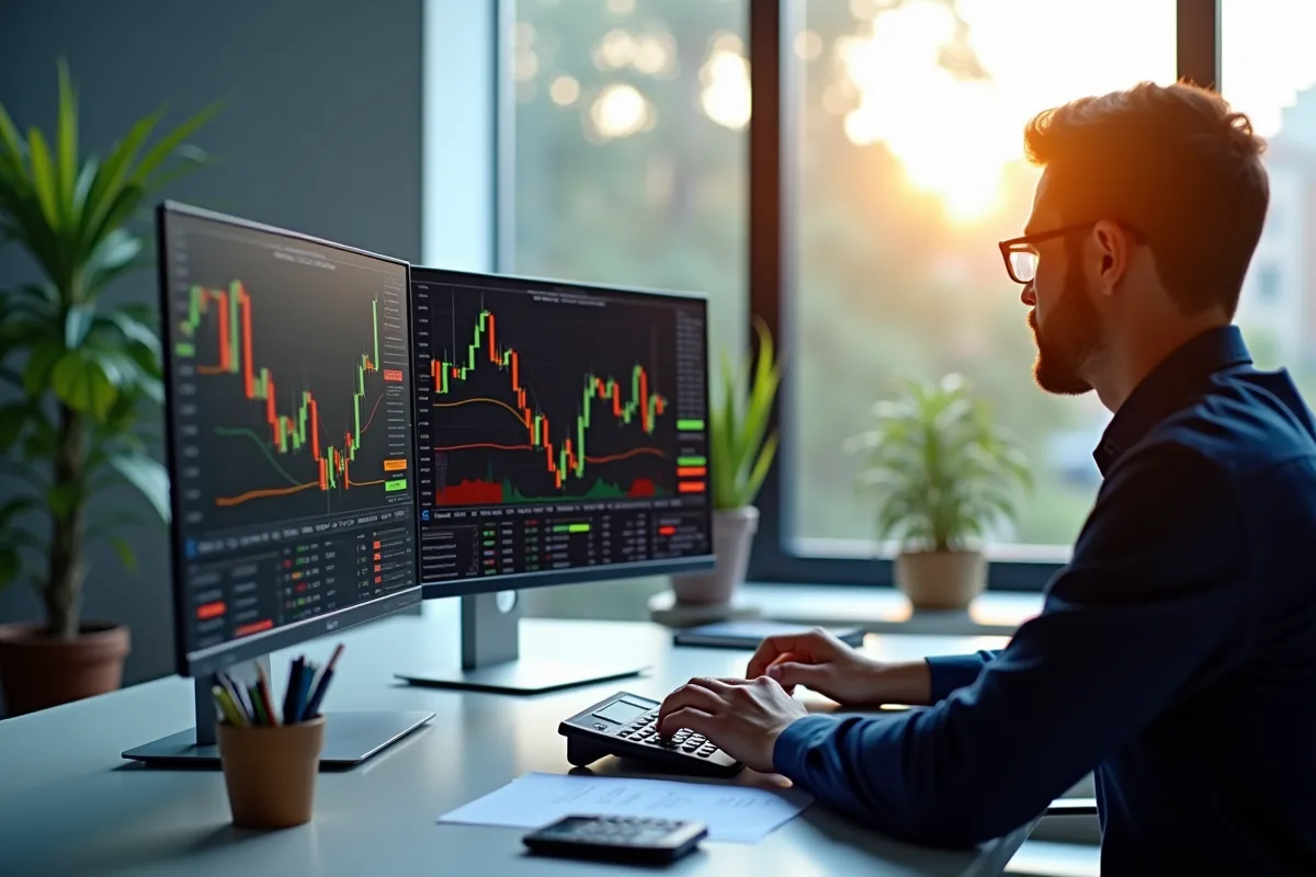 Analyste en revenu fixe surveillant les tendances financières en salle de marché