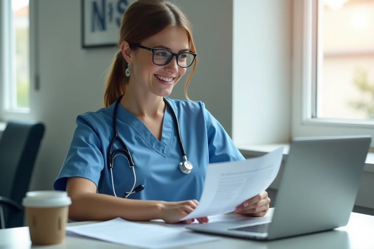 Sourire d'une aide-soignante apportant réconfort à un patient