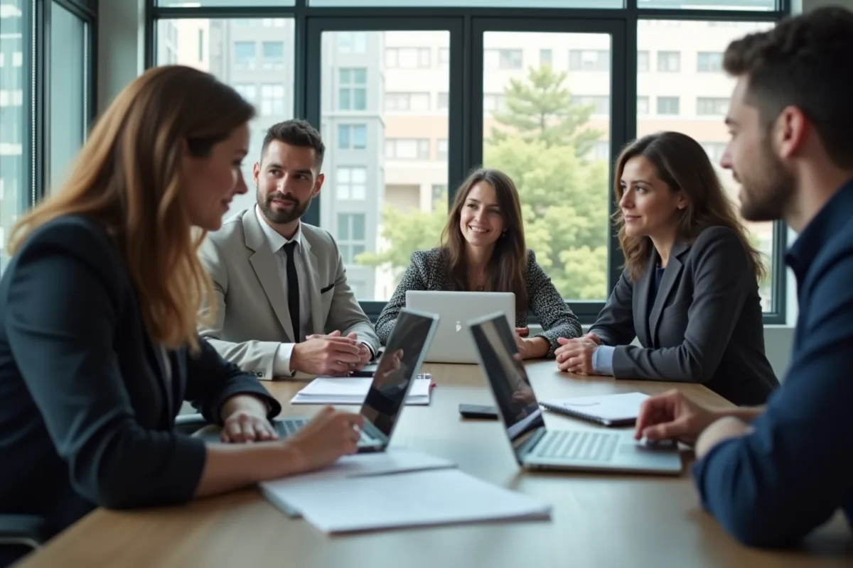 Groupe de jeunes professionnels en réunion d'affaires
