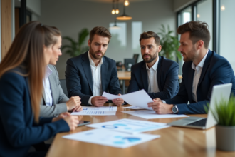 Groupe de professionnels en réunion d'affaires