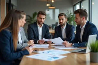 Groupe de professionnels en réunion d'affaires