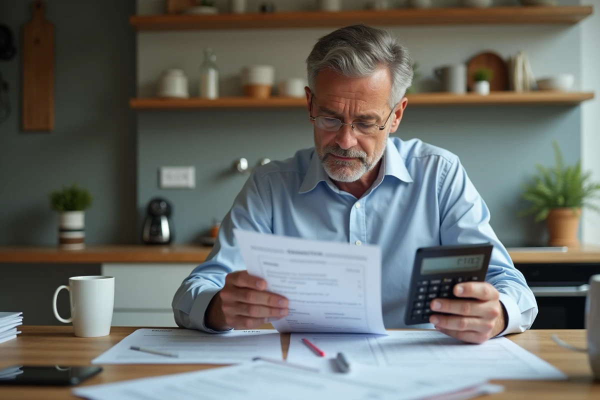 Homme d affaires examinant des documents à la maison