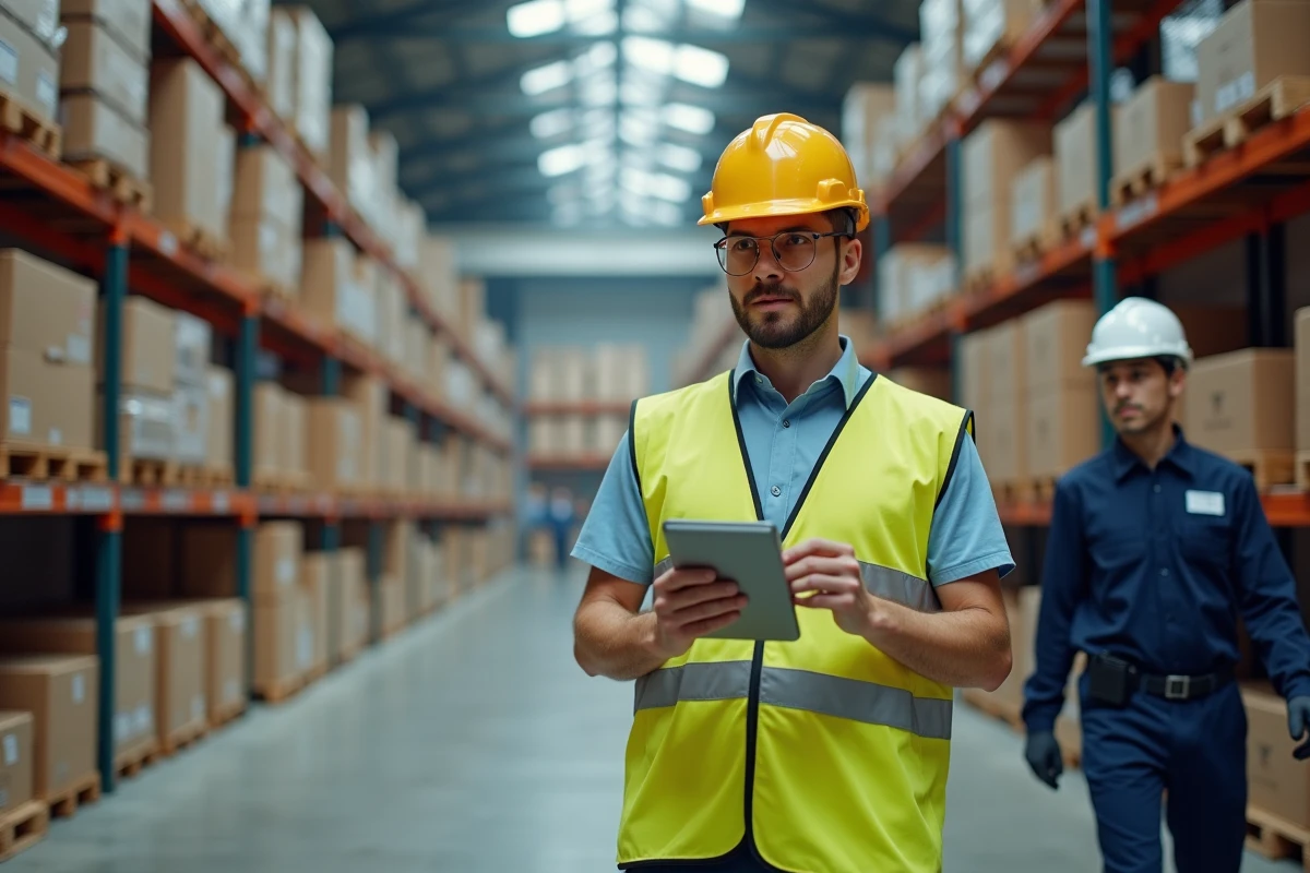 Homme en premier jour de travail dans un entrepôt logistique sans expérience ni diplôme requis