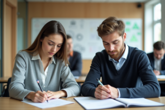 Jeuness etudiants en formation en salle moderne