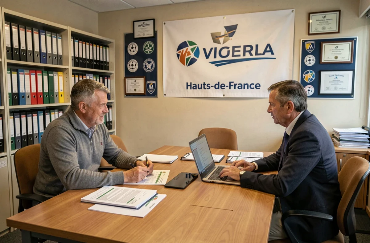 Bureau de la Ligue de Football des Hauts-de-France avec responsables en réunion administrative dans la Somme