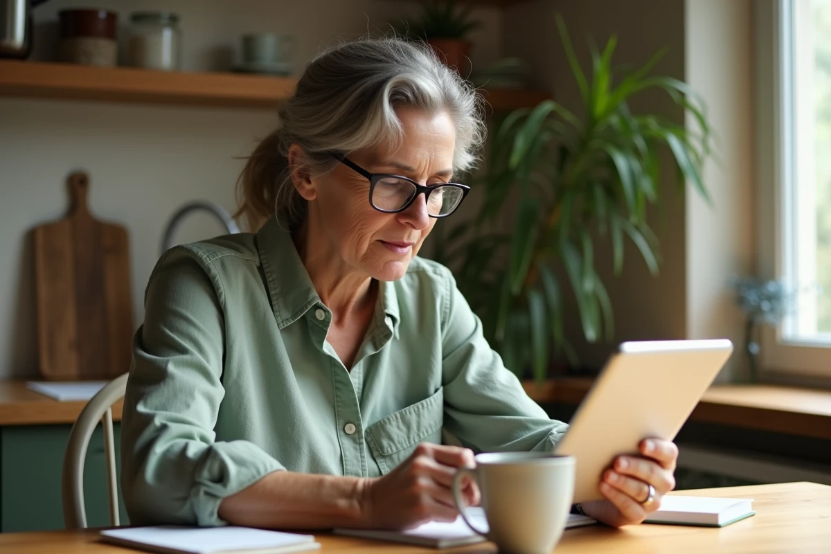 Parent consultant les notes et messages scolaires de son enfant sur tablette via Lyc2e Connect2 à domicile
