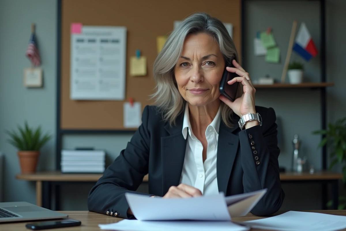 Responsable pédagogique de l'académie de Toulouse maintenant le lien avec son équipe par téléphone en situation de télétravail
